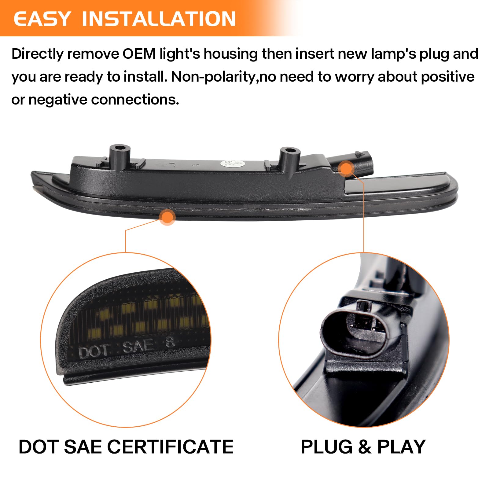 Smoked LED Side Marker Lights for Dodge Charger 2015-2023 - Dual Row Chips, Pure White Front & Rear Bumper Lights - Perfect for Night Driving and Custom Car Upgrades