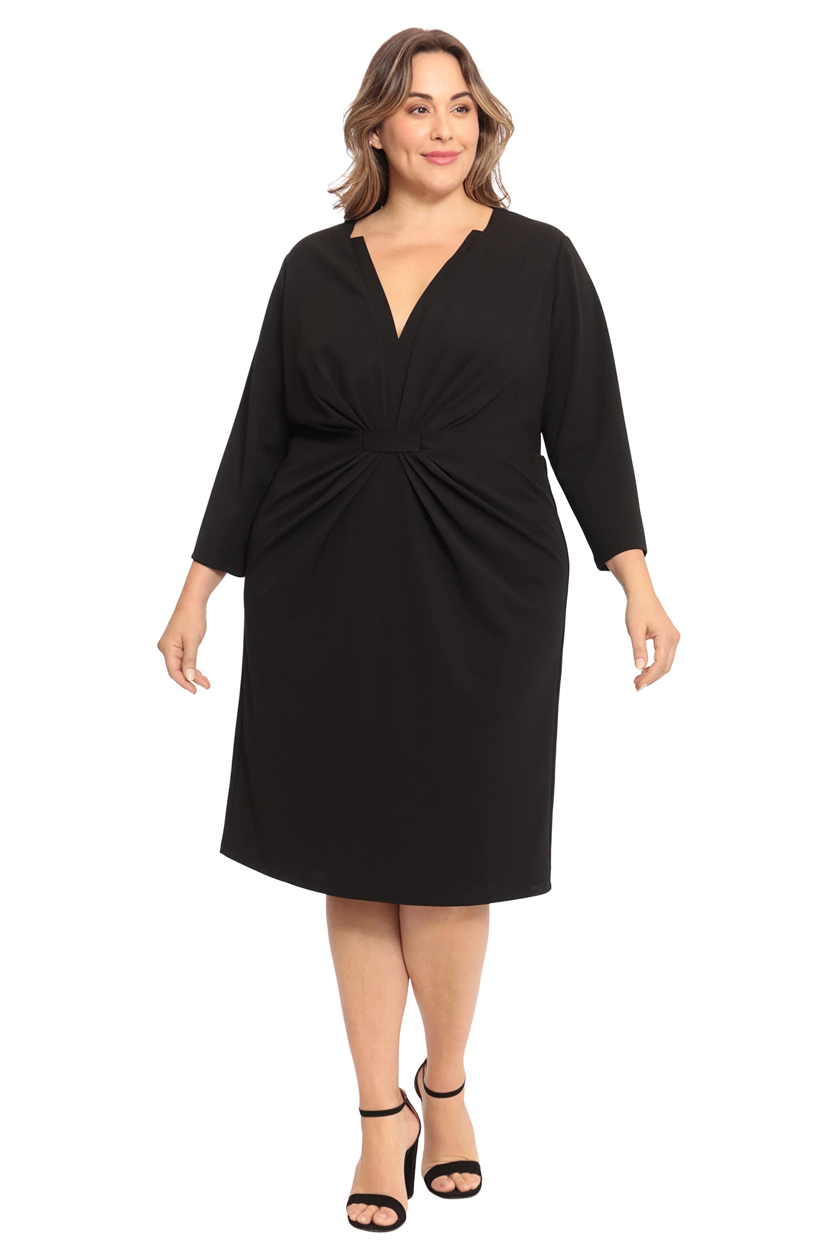 Maggy London Women's Plus Size Notched V-Neck Sheath Dress for Office, Work & Special Events | Elegant Formal Wear for Weddings, Parties & Business Meetings