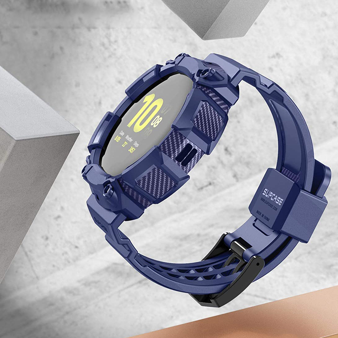 Samsung Galaxy Watch Active 2 44mm Case with Unicorn Beetle Pro Band - Navy Blue Protective Cover for Running, Swimming & Outdoor Activities