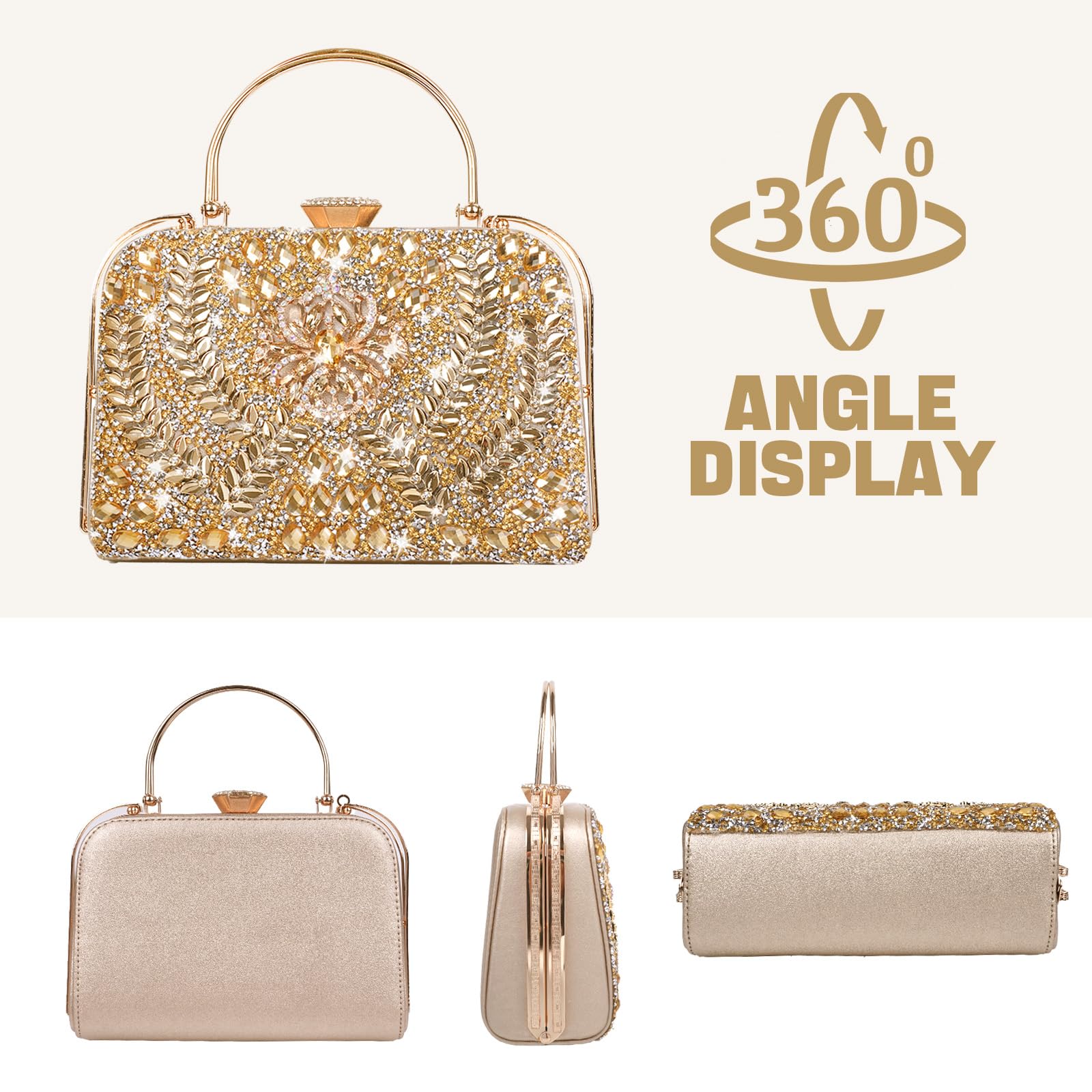 Sparkly Rhinestone Evening Clutch Purse for Women - Crystal Diamond Wedding Handbag, Formal Party Clutch Bag | Perfect for Prom, Gala, Cocktail Parties & Special Occasions