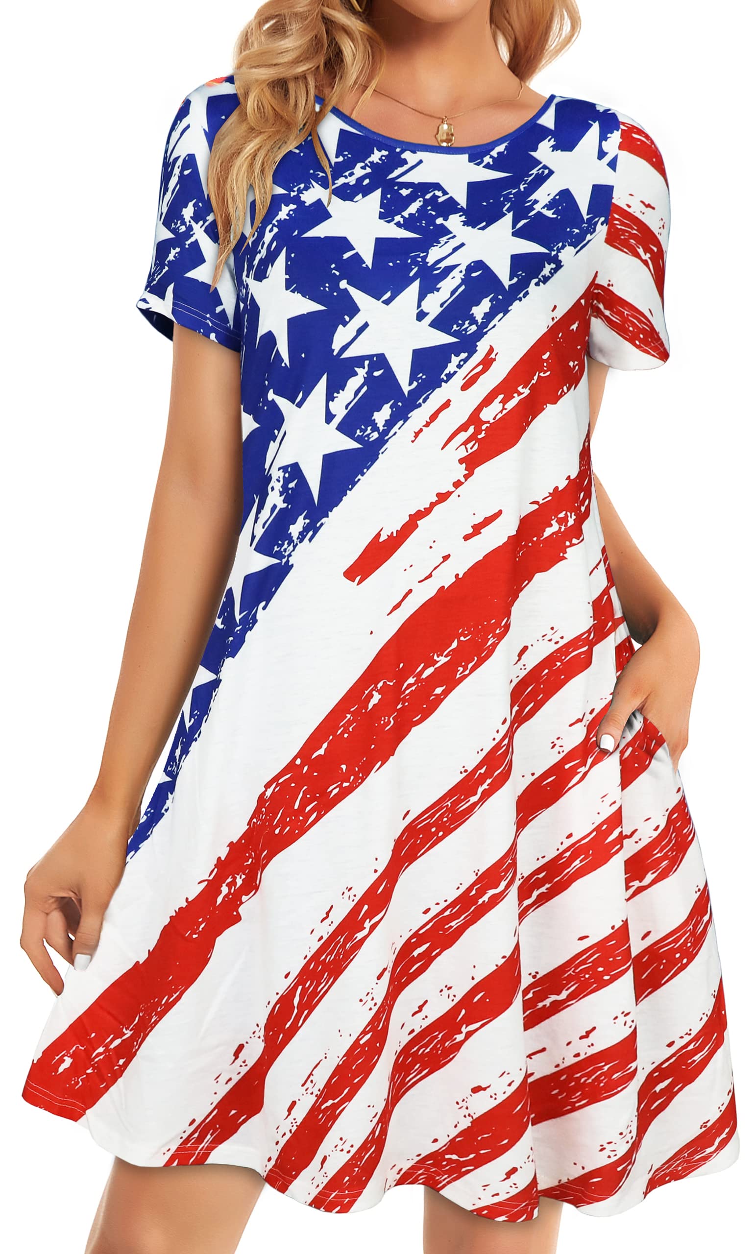 Women's Plus Size Floral Summer Dresses - Casual Short Sleeve Loose Flowy Sundress for Beach, Vacation & Outdoor Activities