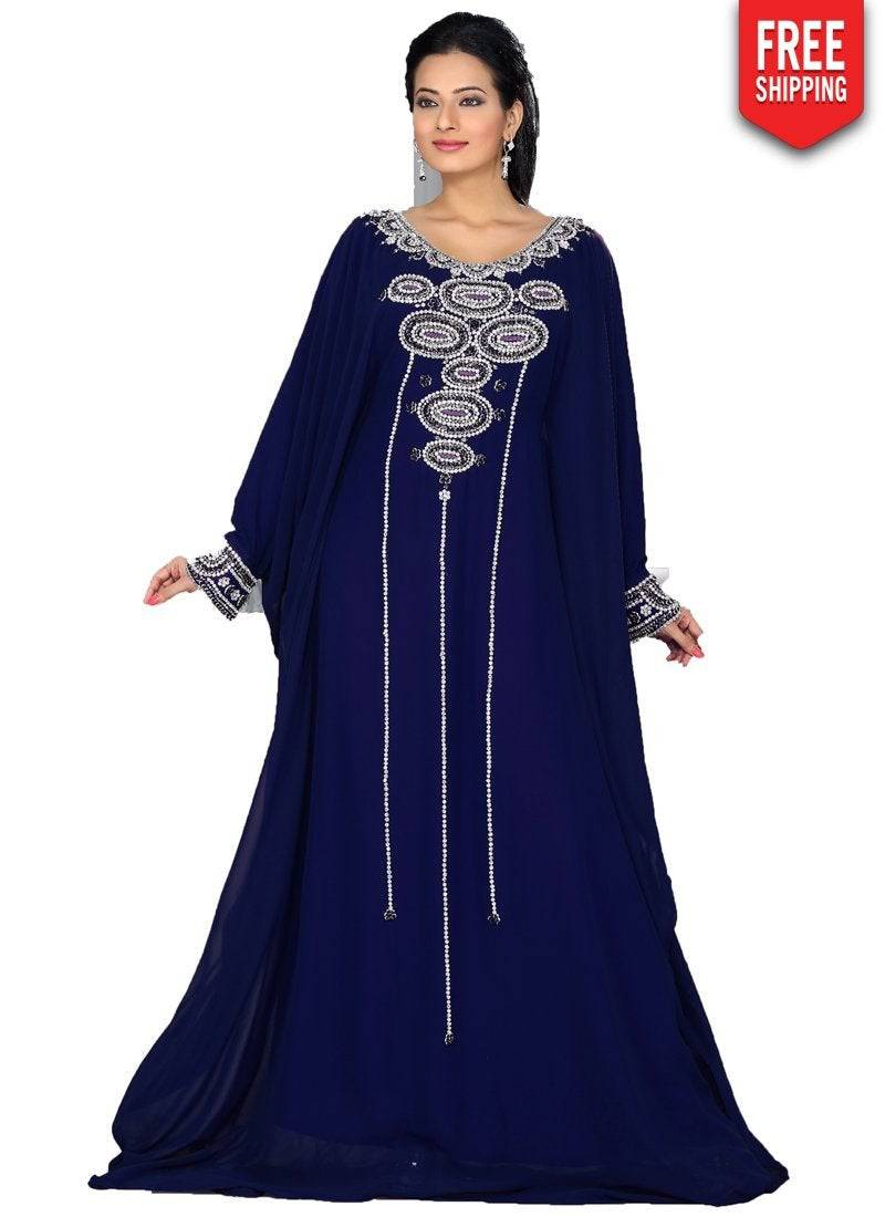 Elegant Embroidered Long Kaftan Dresses for Women - Boho Maxi Dress with Floral Patterns - Perfect for Beach, Vacation & Summer Outfits
