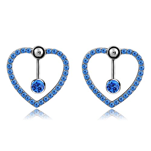 B-Blue Heart Belly Rings