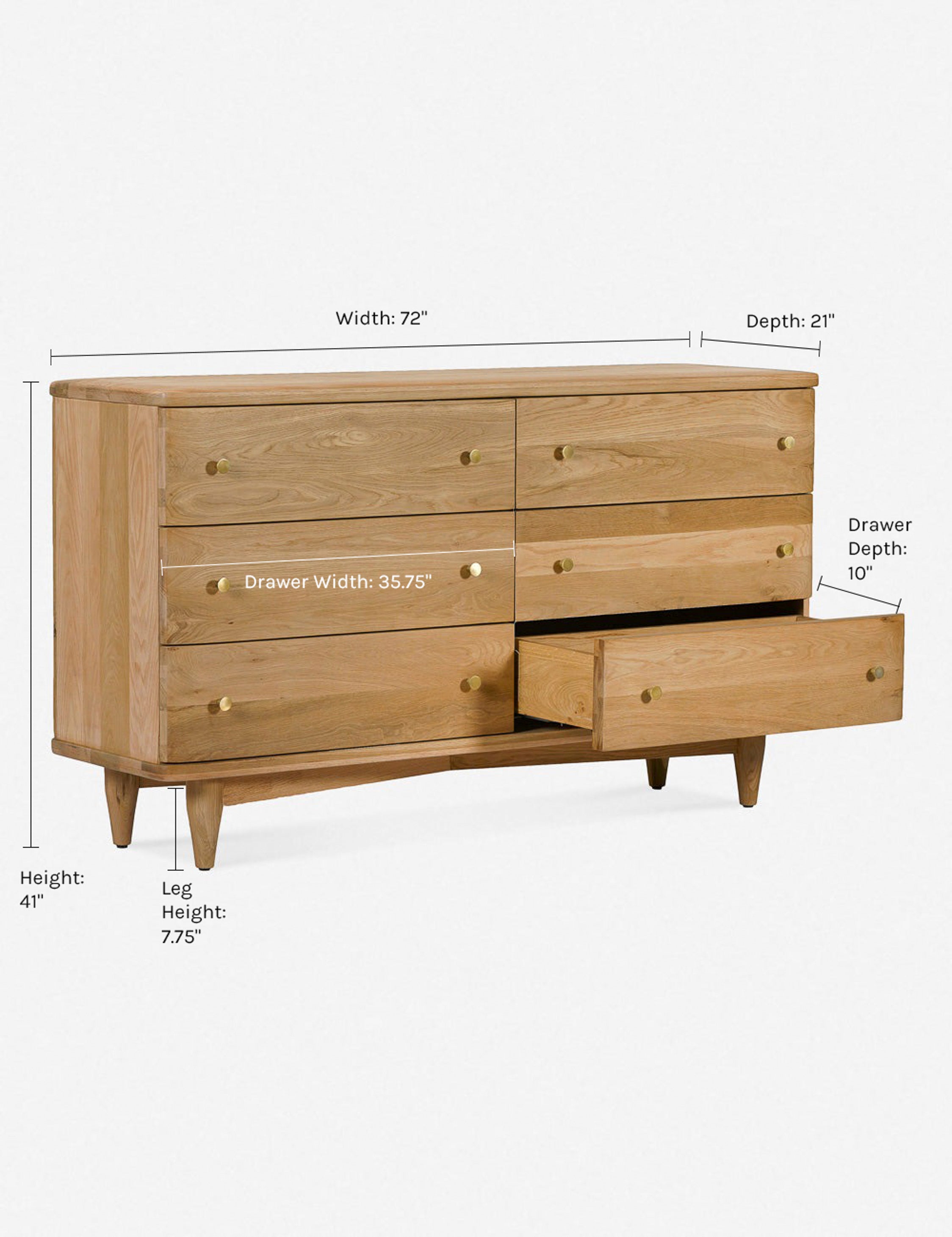 Shiloh 6-Drawer Dresser - Solid Wood Chest of Drawers for Bedroom, Nursery & Closet Organization - Perfect for Home Storage & Decor