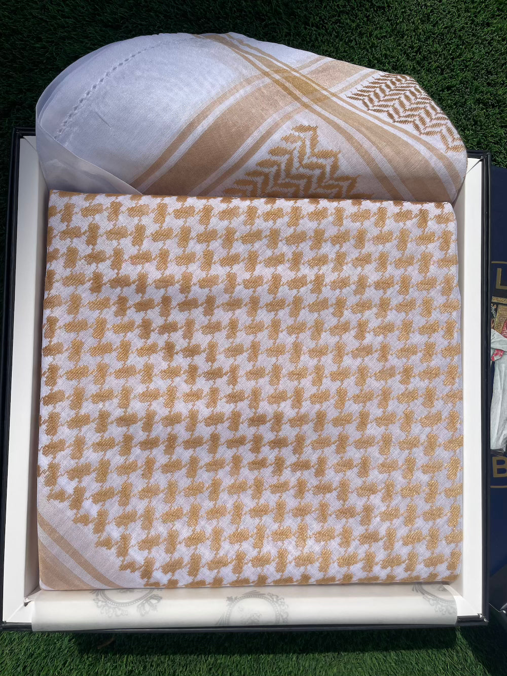 Muted Golden Beige Keffiyeh Scarf - 55