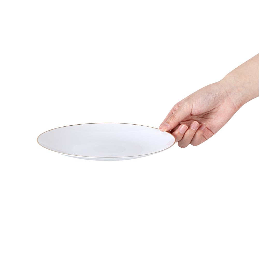 Premium 7.5 Inch Gold-Rimmed Disposable Plastic Plates - Heavy-Duty White Dinner Plates for Restaurants & Parties (40 Pack) - Ideal for Serving Warm & Cold Foods at Catering Events, Weddings & Family Gatherings