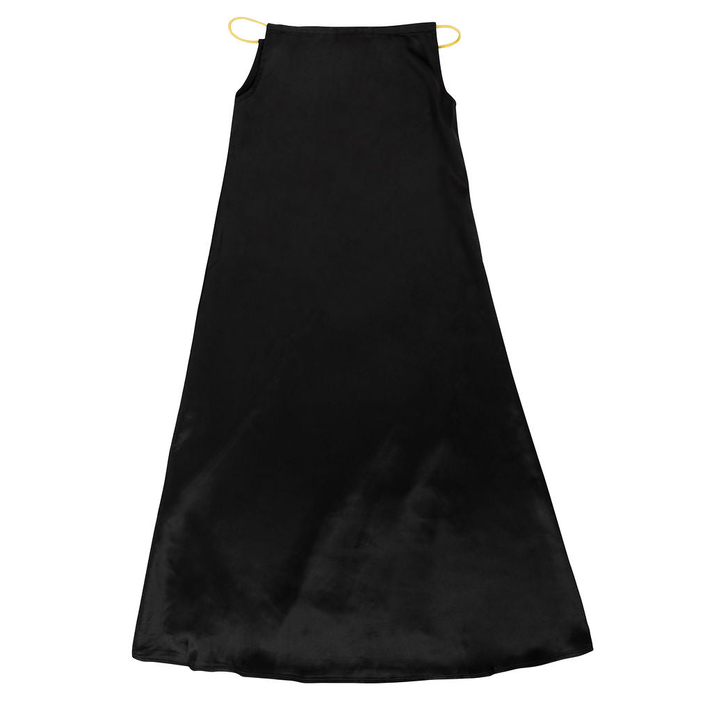 Elegant Mini Nod Silk Rope Midi Dress - Black & Yellow | Summer Party, Cocktail, Wedding Guest Outfit