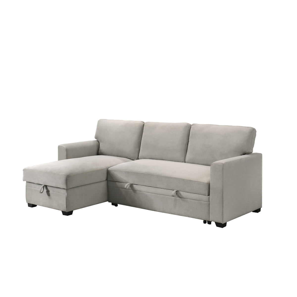 Modern Beige 2-Piece Sectional Sofa with Pull-Out Sleeper & Reversible Storage Chaise - Perfect for Small Spaces, Living Rooms, and Guest Accommodations