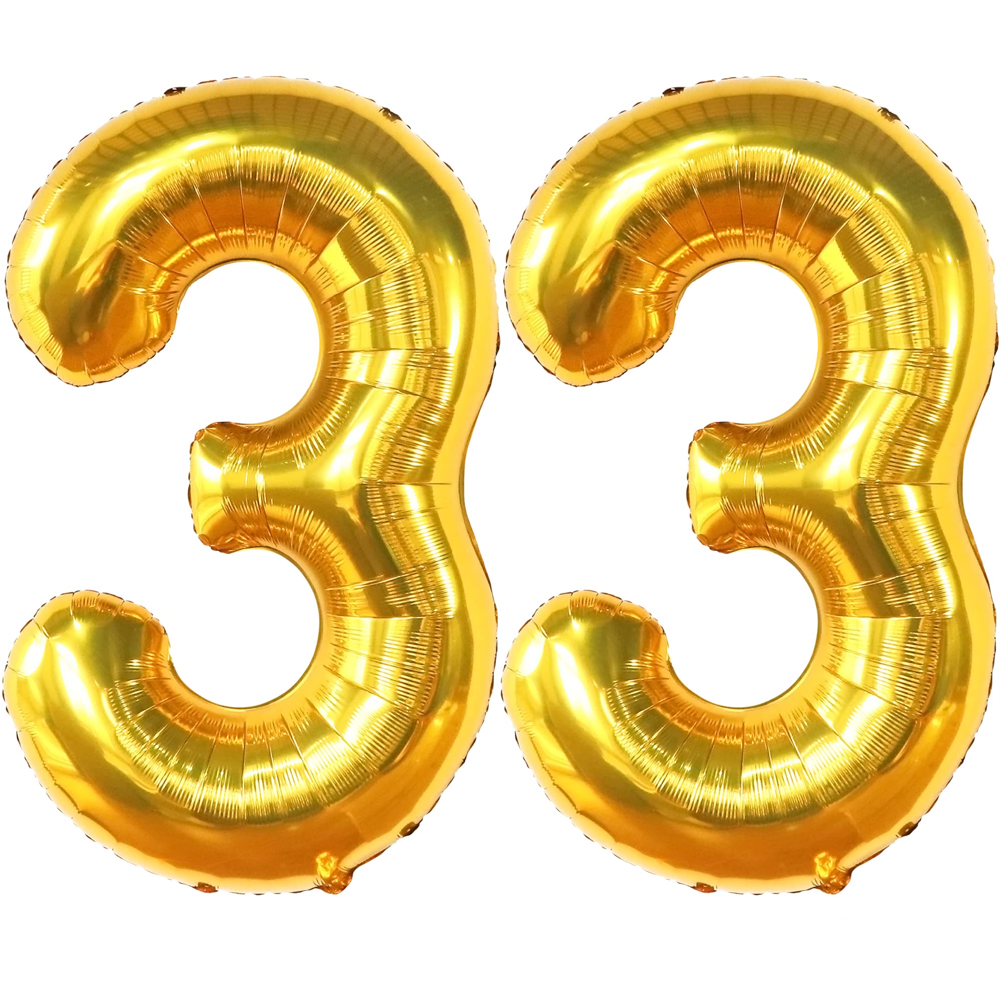 KatchOn Giant 33 Balloon Numbers Gold - 40 Inch Large Foil Number Balloons for Birthday Party Decorations | Gold 33 Number Balloon for Men & Women's 33rd Birthday Party Decor | Perfect for Anniversary, Graduation, Retirement Celebrations & Photo Backdrops