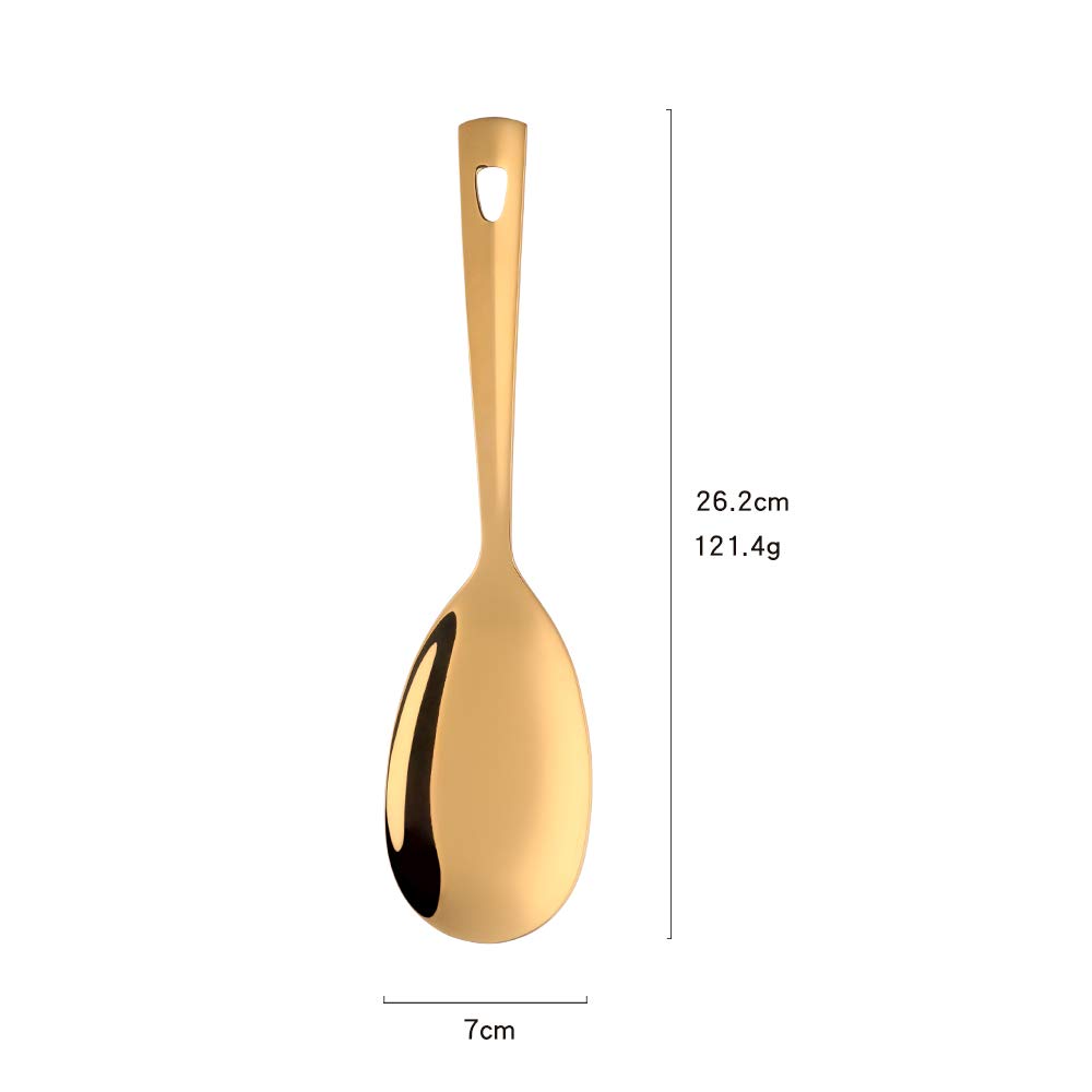 6-Piece Gold Salad Spoon Set - Premium Stainless Steel Titanium Plated, Heavy Duty Mirror Polished Salad Servers - 10.3 Inches/26.2cm - Perfect for Home Kitchen, Restaurant Buffet & Dinner Party Serving