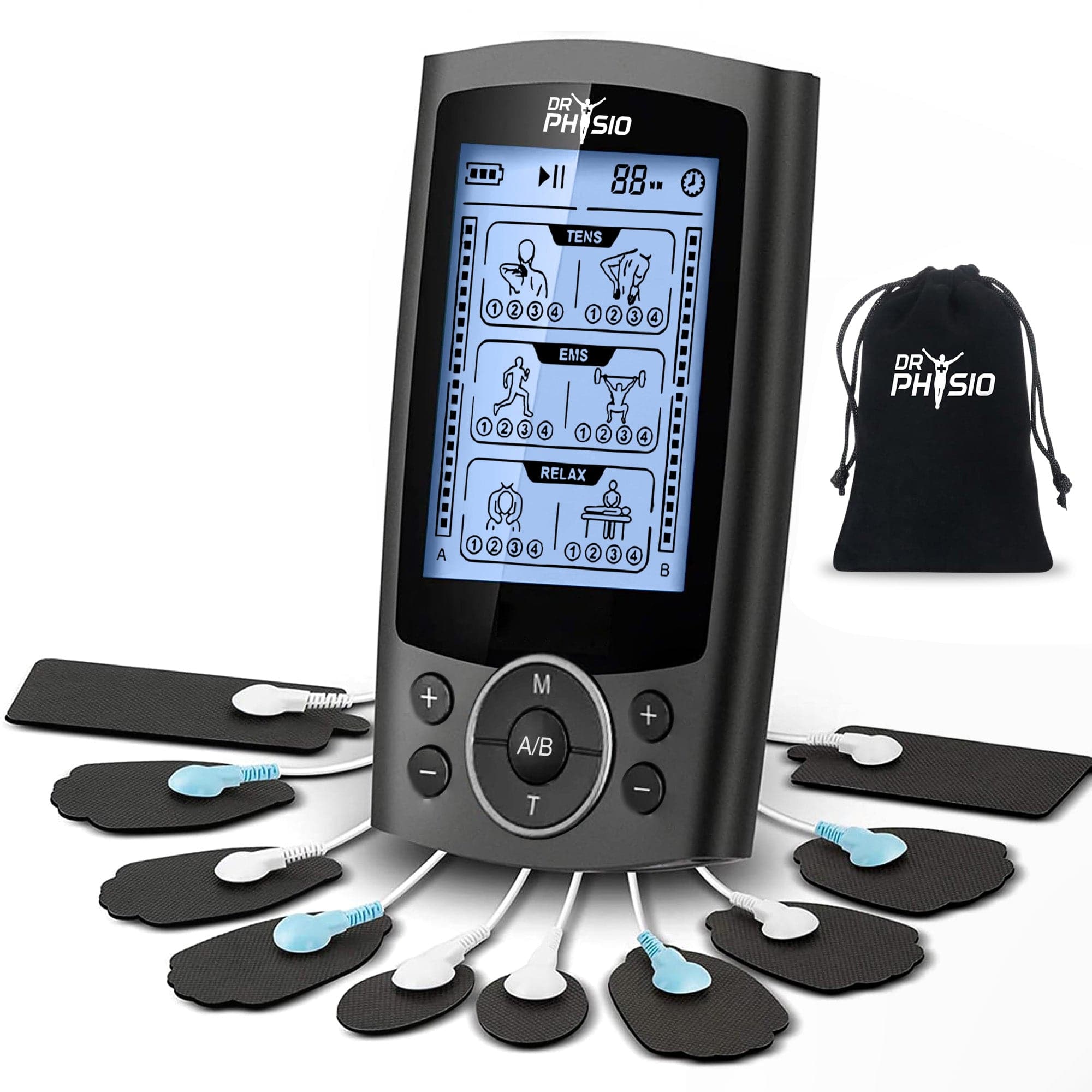 Dr Physio USA TENStar TENS EMS Massager Machine - Rechargeable Dual Channel Pulse Stimulator for Muscle Pain Relief & Relaxation | Portable Nerve Stimulation Device for Physical Therapy, Home & Gym Use