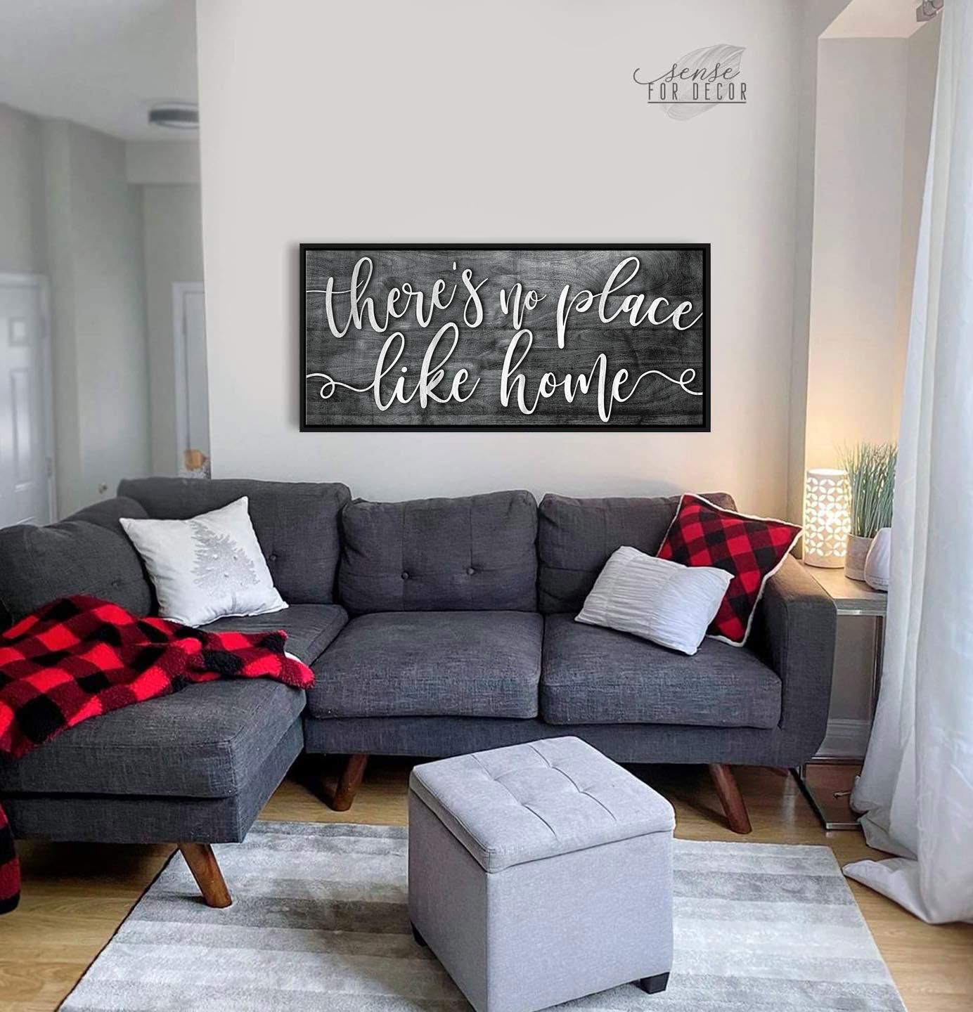 Rustic Home Wall Decor - Grey & Black Floating Frame 42x19 | Perfect for Living Room & Housewarming Gifts