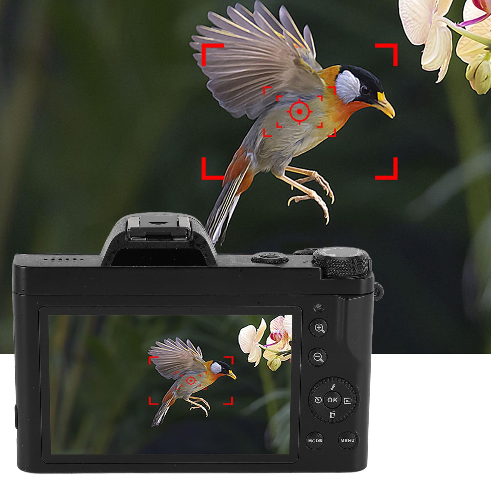 4K 48MP Vlogging Camera with 16X Digital Zoom & 270° Rotatable 3.5