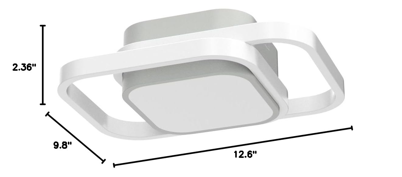 Modern Square LED Ceiling Light Fixture - CANEOE Small Cool White Hallway Light for Bedroom, Kitchen, Living Room, Study & Corridor | Energy-Efficient Indoor Lighting for Homes & Offices (White)
