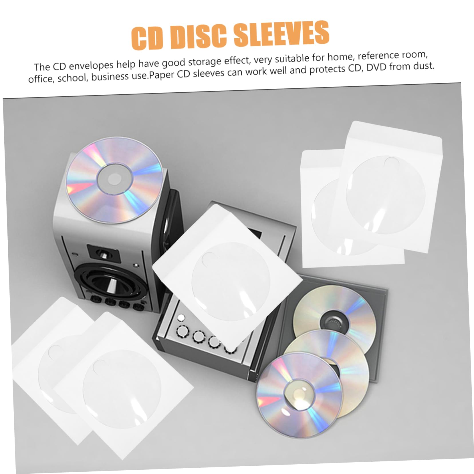 Uonlytech 300 Pcs CD Packaging Bags - Paper CD Protector Sleeves & Storage Cases for DVDs, White | Portable CD/DVD Holder & Organizer for Home, Office & Music Collections