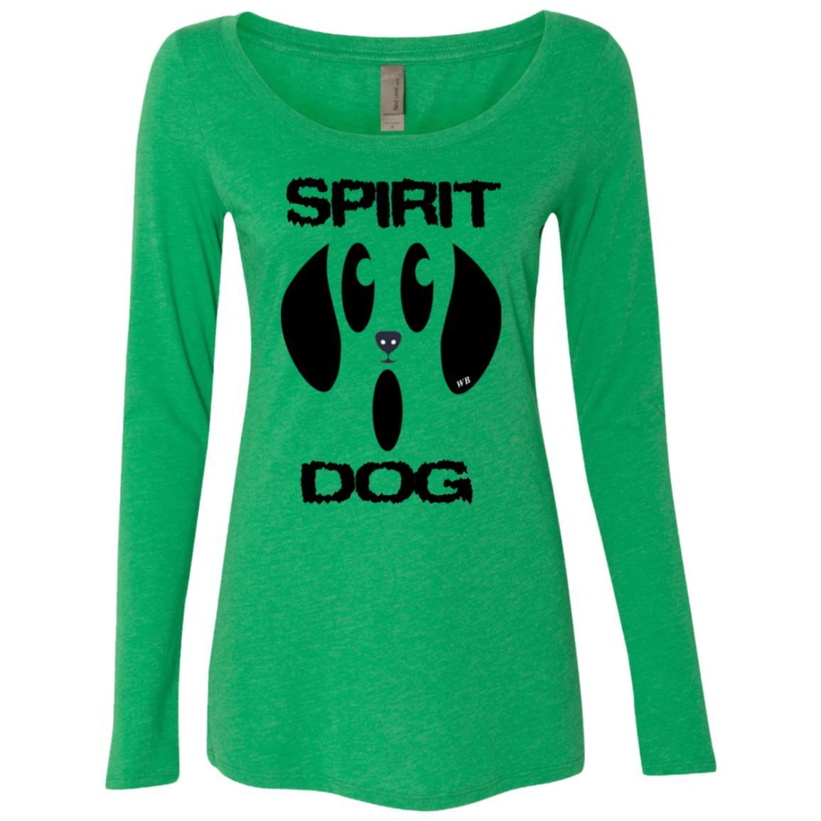 WineyBitches.Co Halloween Dog Spirit Women's Long Sleeve Scoop Neck Tri-Blend Shirt - Perfect for Halloween Parties, Costume Contests & Pet Lover Outfits