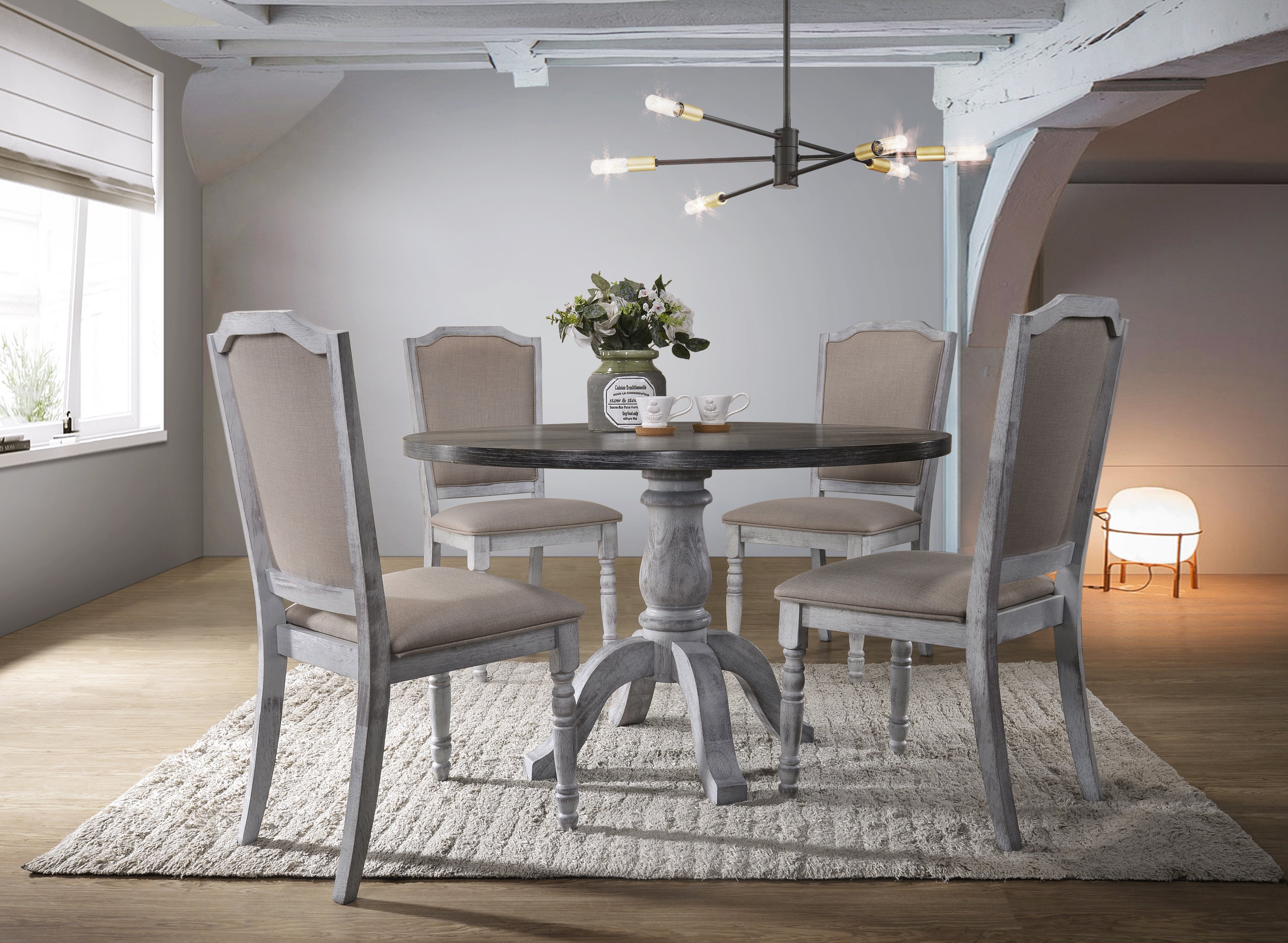 Round Pedestal Wood Dining Table - Roundhill Furniture Iris Collection | Elegant & Durable for Dining Room, Kitchen, or Breakfast Nook