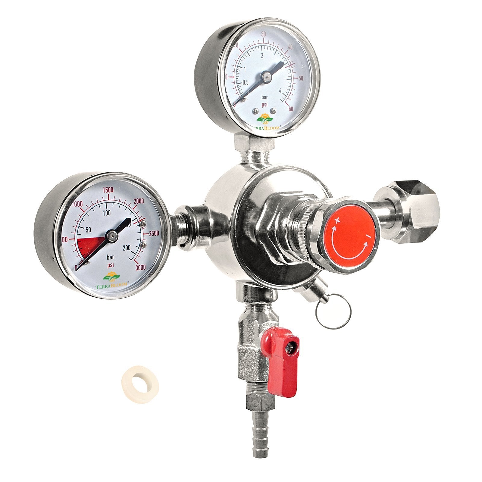 TerraBloom CO2 Keg Pressure Regulator for Draft Beer Kegerator - Heavy Duty CGA 320 Inlet with 0-50 PSI Gauge & Safety Relief Valve - Perfect for Home Bars, Pubs, and Commercial Breweries