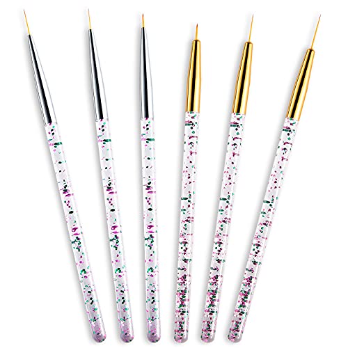 6-Piece Professional Makeup Brush Set - Fine Point Eyeliner Brush for Gel & Water-Activated Eyeliners | Gold & Silver Cosmetic Eye Wands for Precise Winged Liner & Smokey Eye Looks (Perfect for Daily Makeup & Special Occasions)