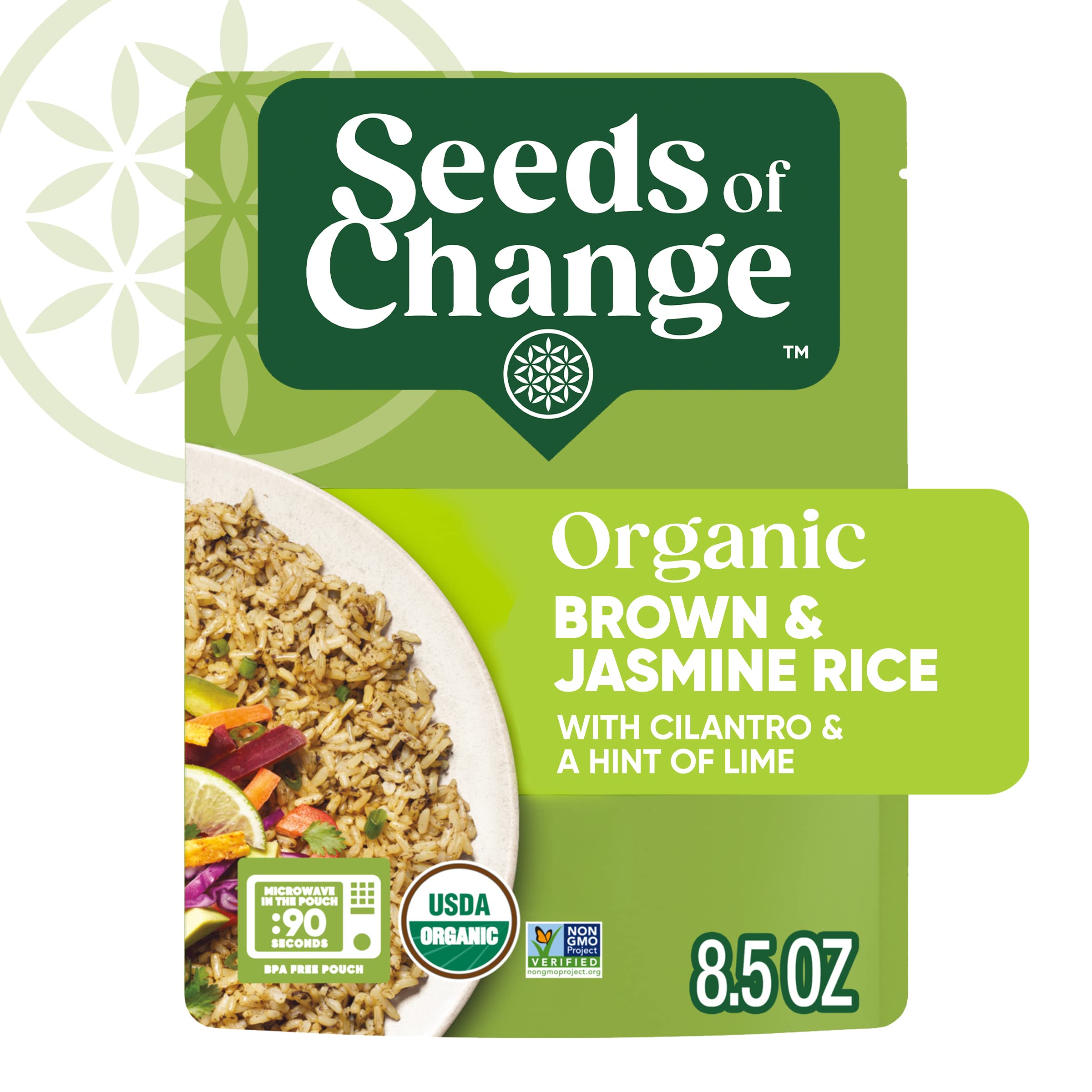 Organic Brown Jasmine Rice with Cilantro Lime - USDA Certified, Non-GMO, Gluten-Free (8.5oz Pouch) - Perfect for Meal Prep, Healthy Side Dishes & Vegan Recipes