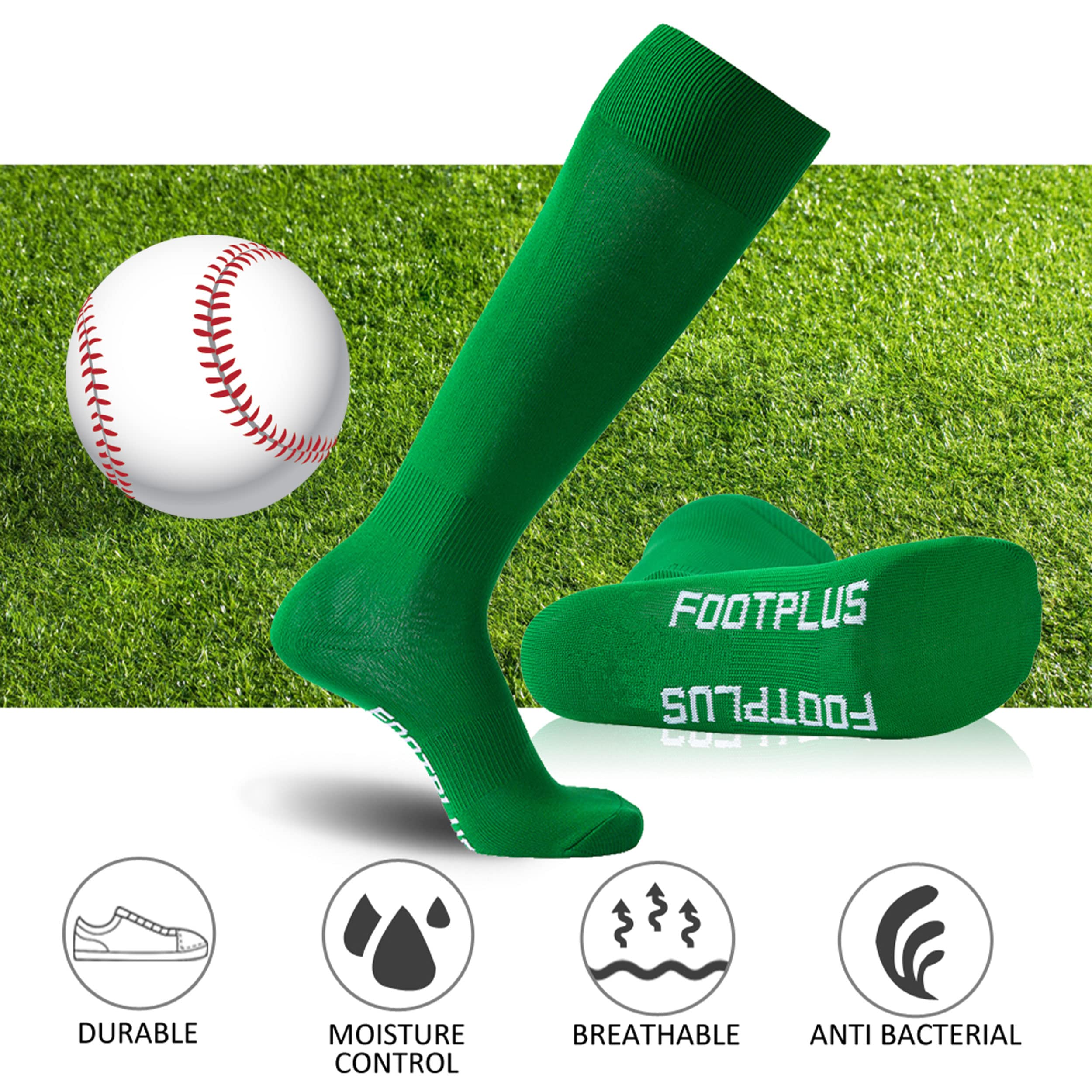 FOOTPLUS Unisex Over Knee High Baseball Softball Socks - Solid Color Sports Socks for Rugby, Soccer & Homecoming - Perfect for Athletes & School Events
