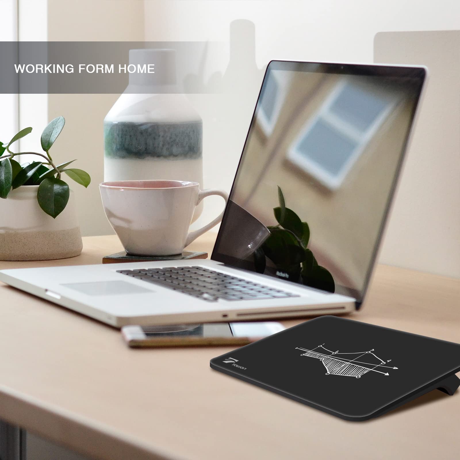 TOWON 8x6 Inches Small Glass Dry Erase Board - Portable Standing Desk Whiteboard with Mini Easel Pad Set - Perfect for Office, Home & School Use - Black (Ideal for Meetings, Notes, Planning & Creative Work)