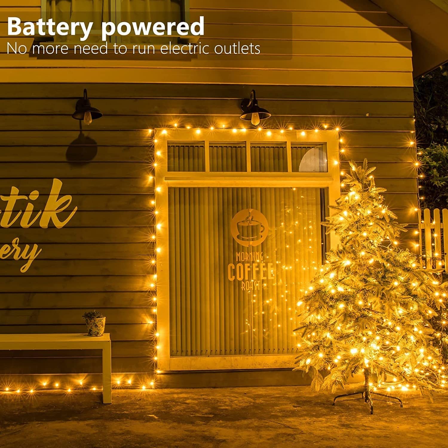 Koopower 35ft 100 LED String Lights with Timer, IP65 Waterproof, 8 Modes - Battery Operated Fairy Lights for Indoor Outdoor Decor (Warm White) - Perfect for Wedding, Party, Garden, Festival, Patio, Christmas & Home Decoration