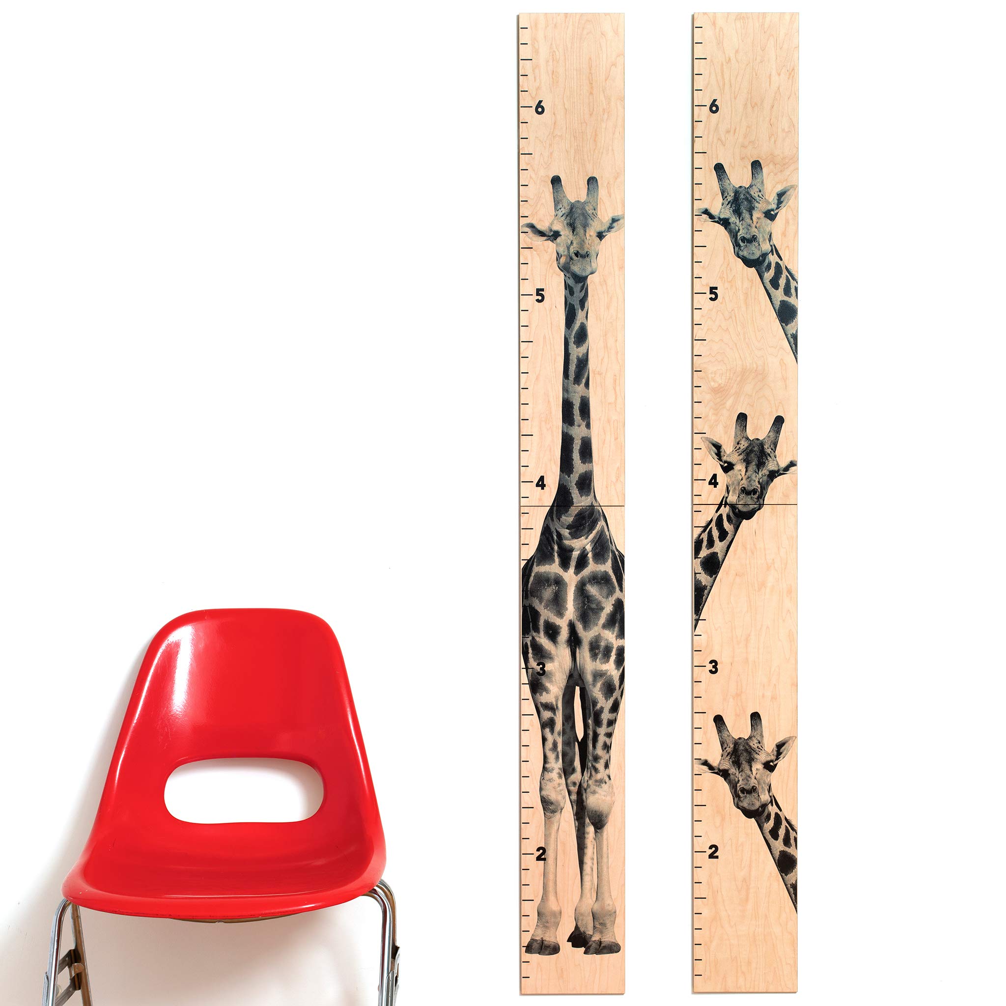 Wooden Growth Chart Ruler for Kids - Giraffe Themed Height Measurement Wall Decor for Nursery & Children's Room - Perfect for Tracking Child Development & Room Decoration - Natural Wood Finish