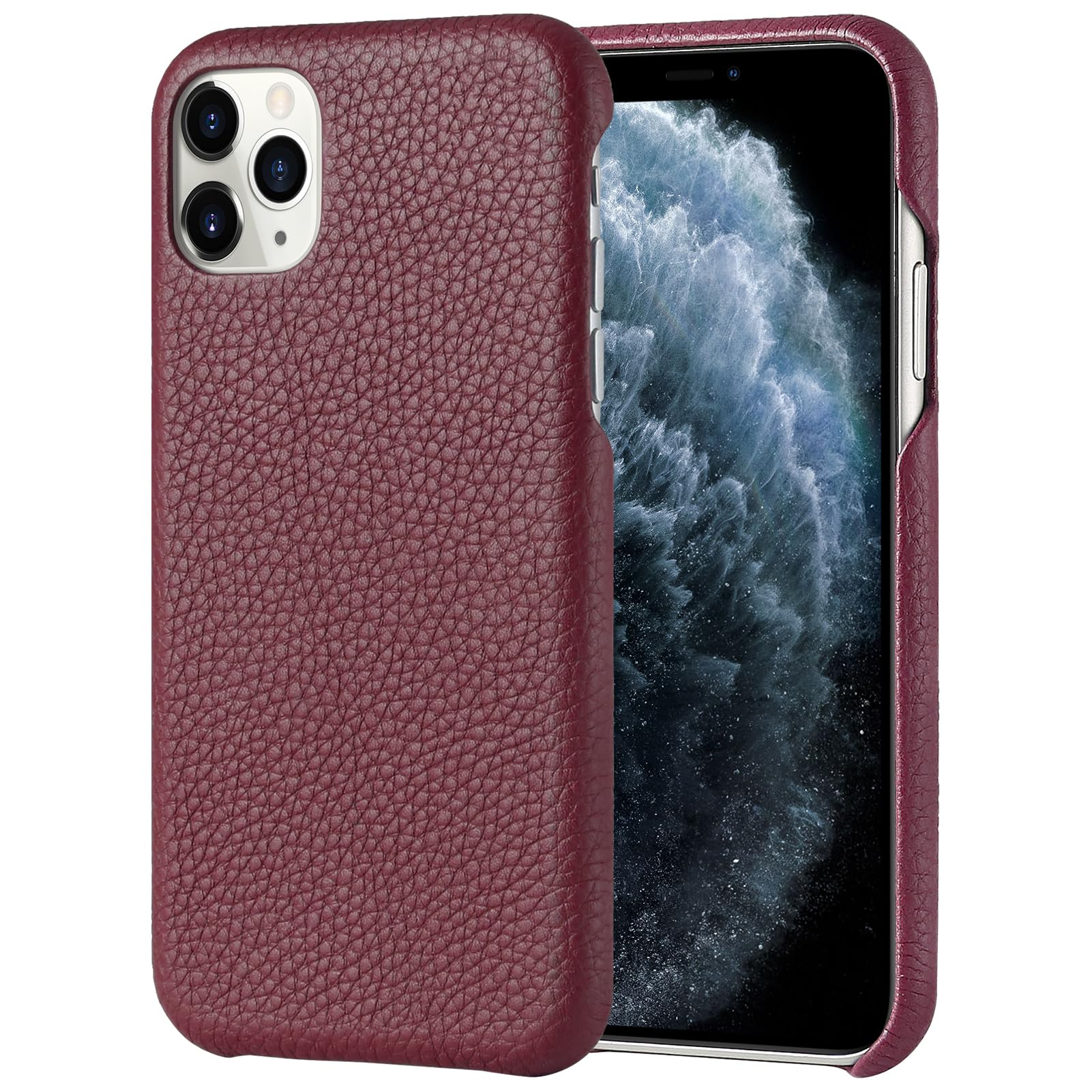 Premium Genuine Leather Crossbody Phone Case for iPhone 11 Pro - 5.8 Inch Real Leather Cover with Wireless Charging Support (Red) | Perfect for Travel, Shopping & Everyday Use
