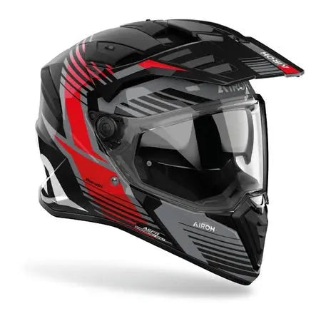 Airoh Bandit Spicy Gloss Red Motorcycle Helmet - Lightweight DOT Certified Full Face Helmet for Men & Women - Perfect for Street Biking, Racing & Commuting