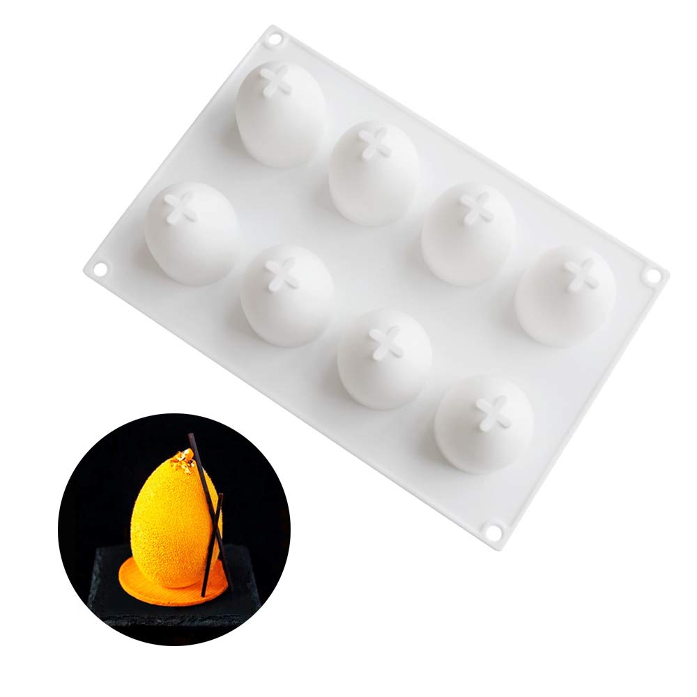 Premium 3D Easter Egg Silicone Mold - 8-Cavity Food Grade Baking Mold for Mousse Cake, Chocolate, Truffle, Pudding, Jelly, Cheesecake, Candy & DIY Soap/Candle Making (10