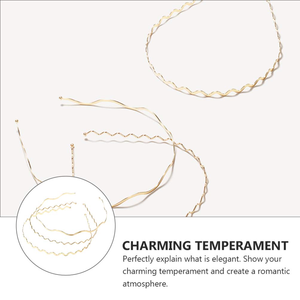 Stylish Thin Gold Wavy Metal Headbands for Women - Elegant Hair Accessories for Parties, Weddings & Everyday Wear
