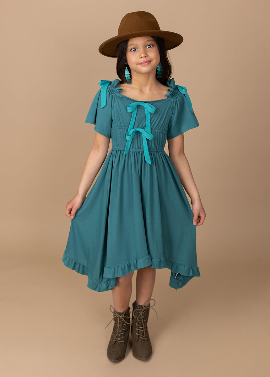 Franny Dress in Teal - Women's Floral Summer Dress with Pockets, Casual Boho Maxi Dress for Beach, Vacation & Outdoor Events