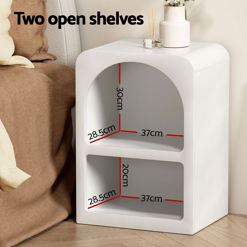 Modern White Arched Texture Nightstand - Stylish Bedside Table for Small Spaces, Perfect for Bedrooms, Dorms & Apartments