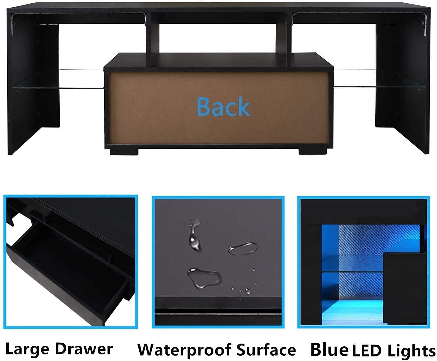 Goujxcy 60 inch LED TV Stand with Storage Drawers - High Gloss Entertainment Center & Media Console Table - Modern TV Cabinet for Living Room - Perfect for Home Theater Setup & Living Room Organization