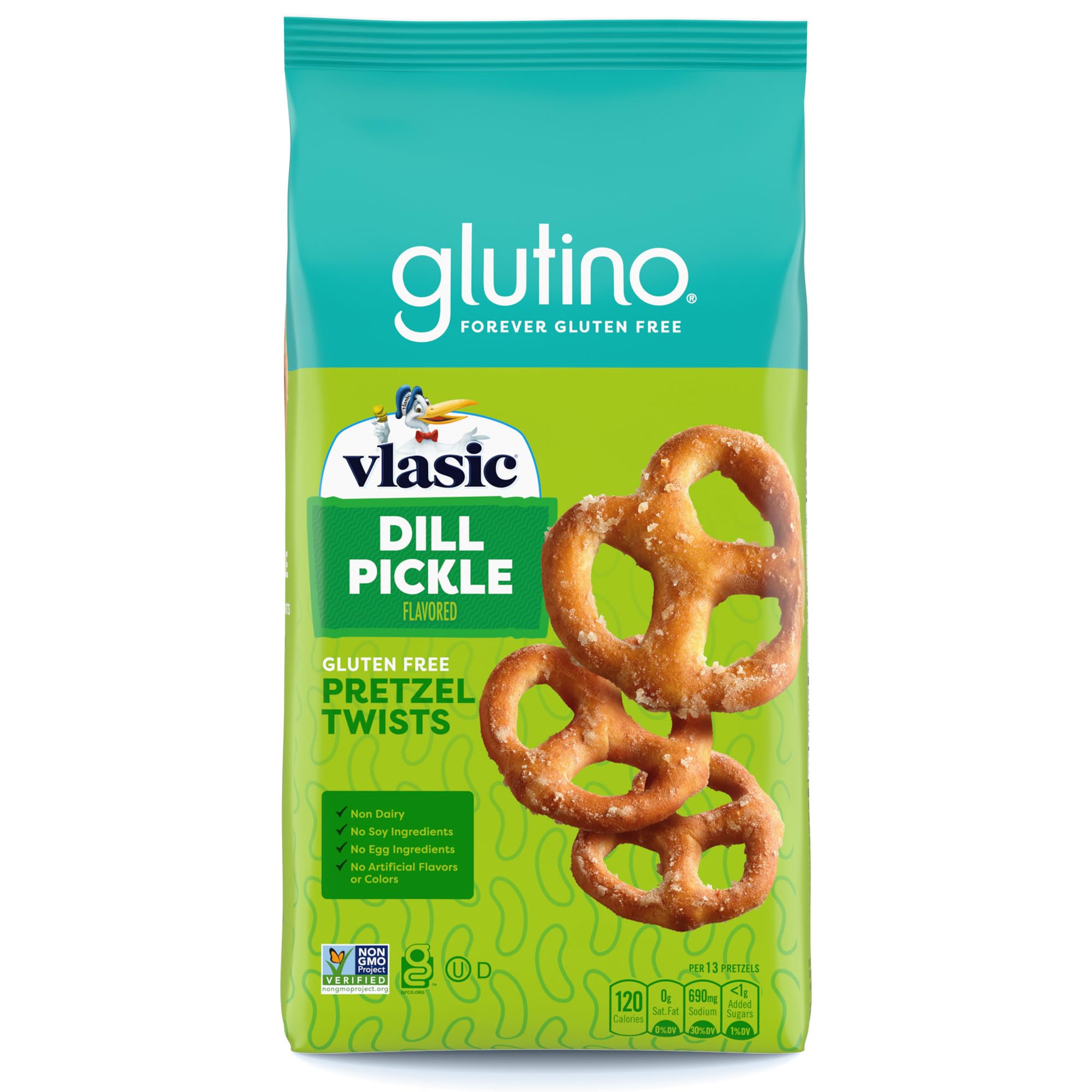 Glutino Vlasic Gluten Free Dill Pickle Pretzel Twists - Crunchy Snack, 11 oz Bag | Vegan, Non-GMO, Kosher Certified | Perfect for Lunchboxes, Road Trips & Movie Nights