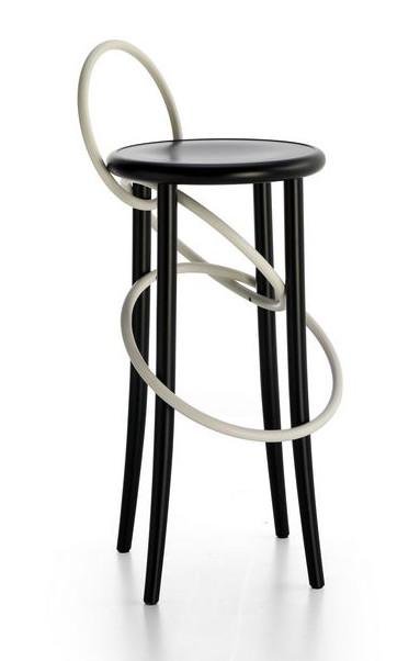 GTV Cirque Two Tone Bentwood Stool - Modern Accent Stool for Living Room, Bedroom & Entryway - Handcrafted Wooden Bar Stool with Elegant Design