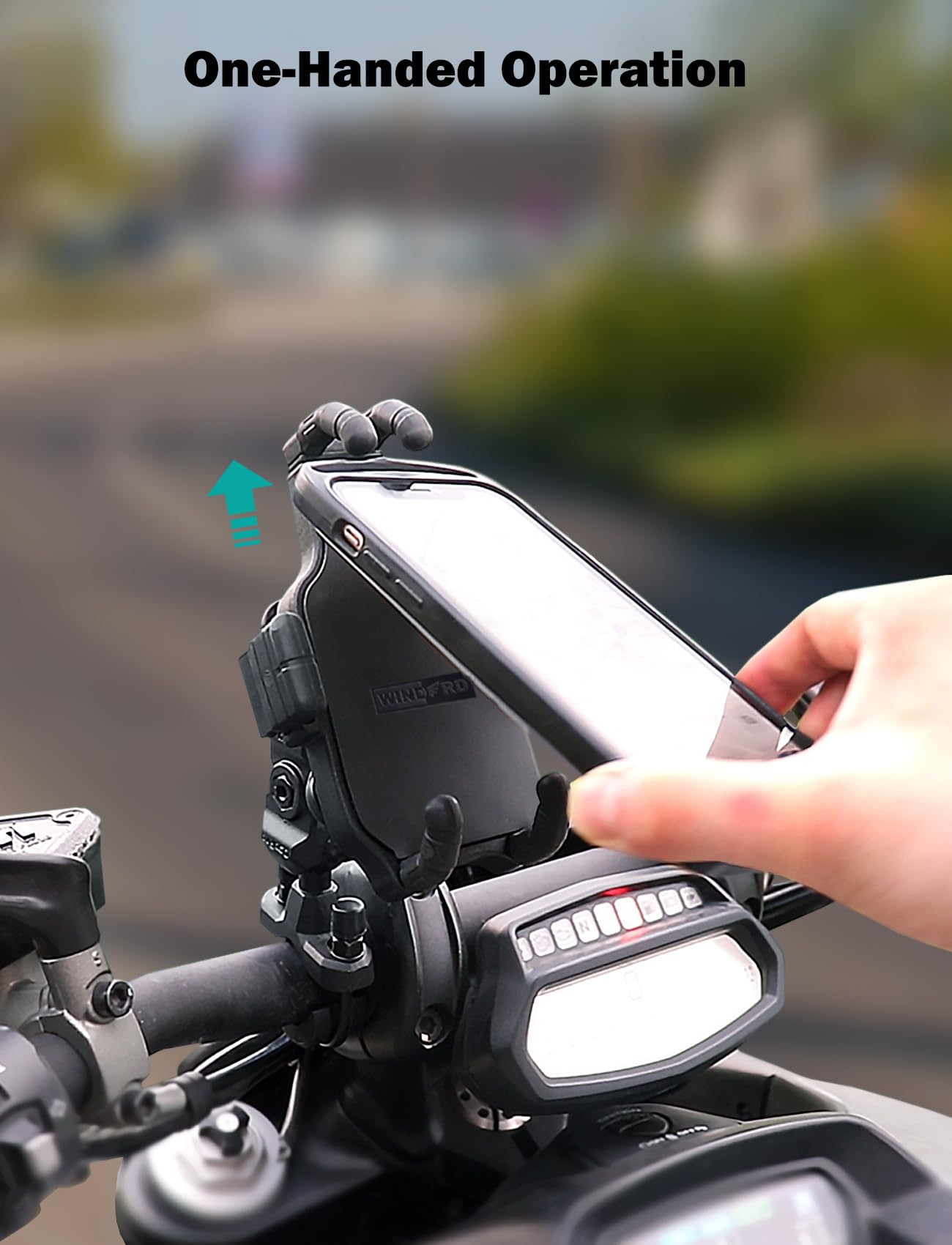WINDFRD Anti-Vibration Motorcycle Phone Mount for iPhone 14 Pro Max - Handlebar & Harley Davidson Use