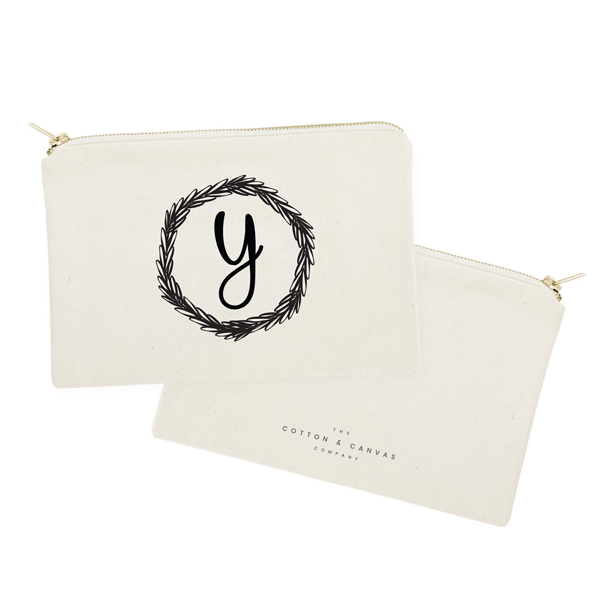 Personalized Monogram Initial Y Cosmetic Bag - Cotton & Canvas Travel Makeup Pouch for Women | Perfect for Travel, Gym & Everyday Use