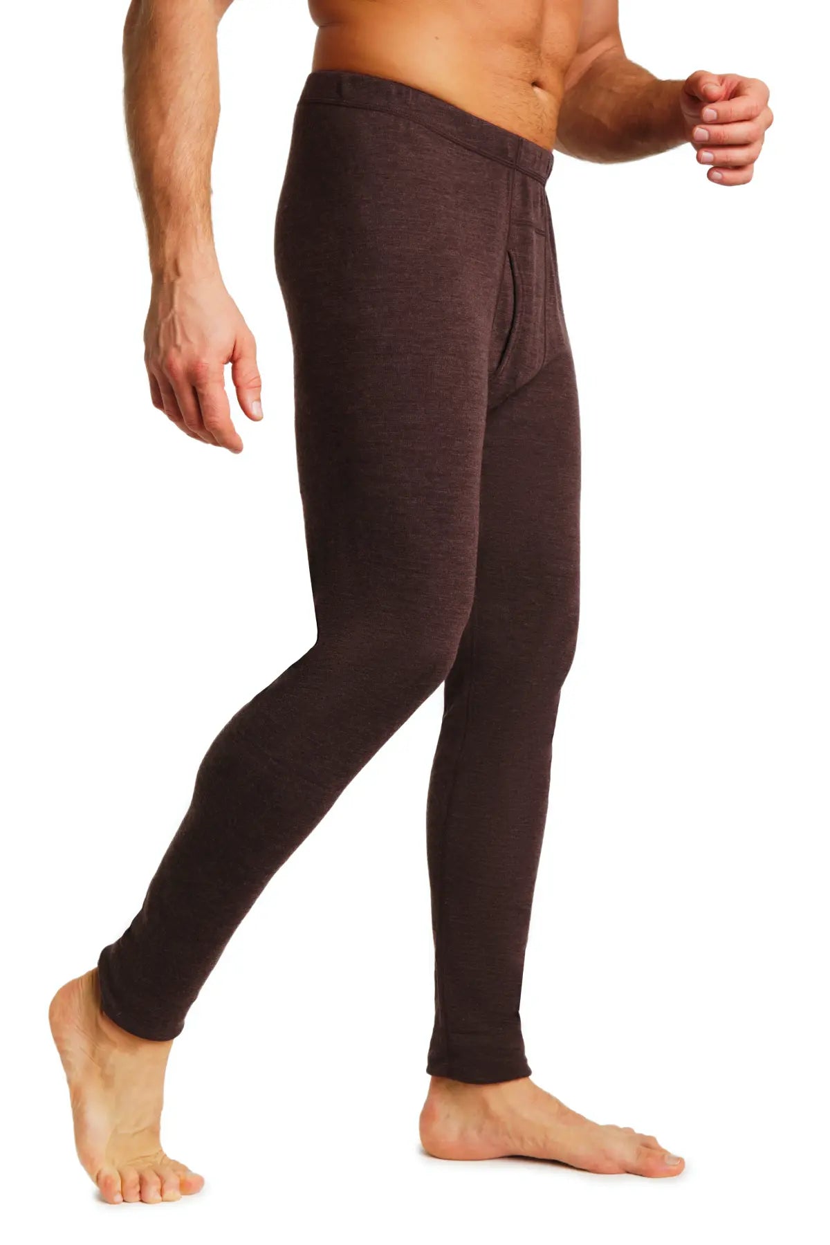 Premium Men's Merino Wool Pants 250g - Soft & Warm Winter Hiking Base Layer - Chocolate Brown for Outdoor Activities & Casual Wear