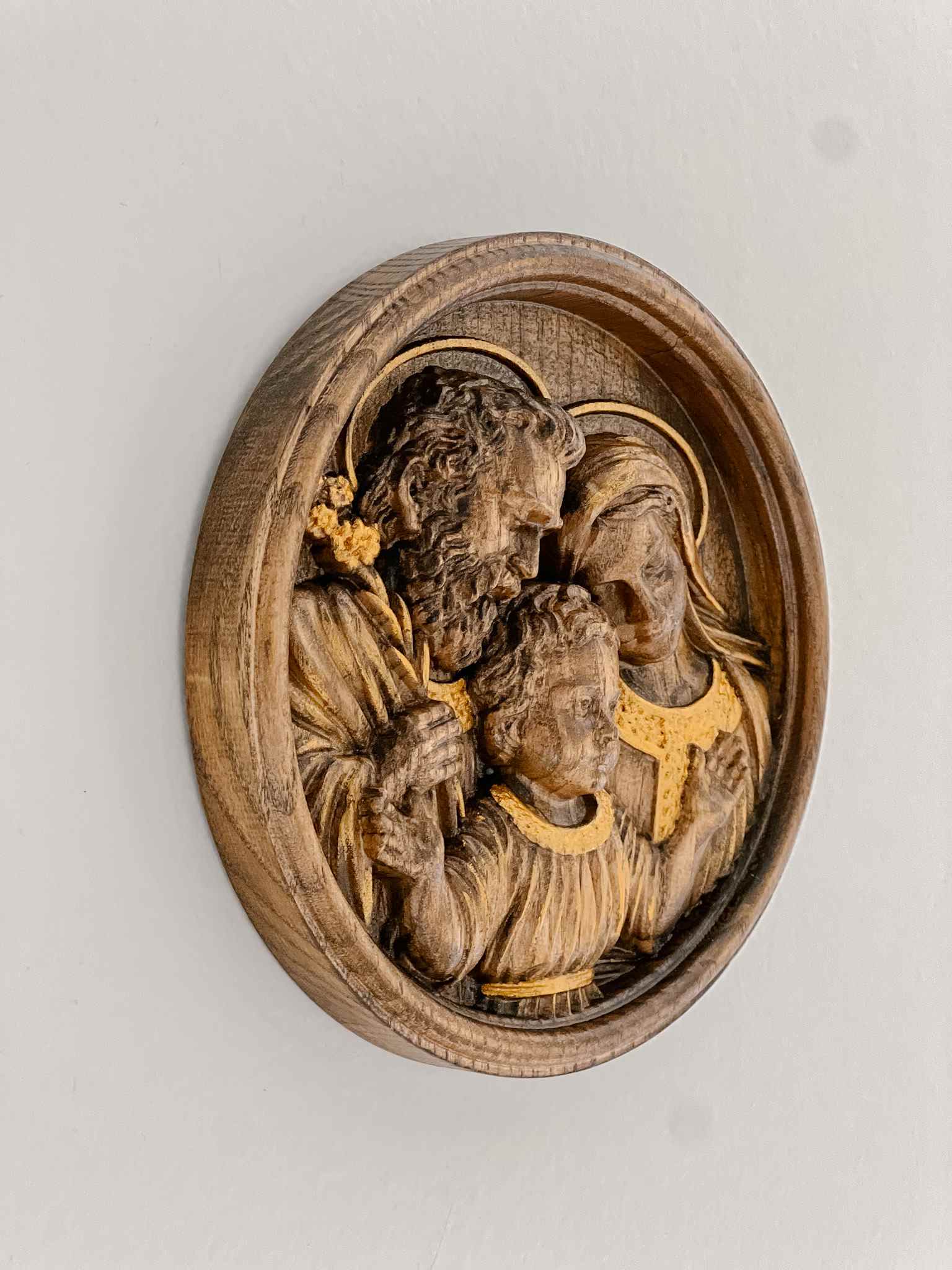 Holy Family Plaque - Elegant Gold Religious Wall Decor for Home, Church & Gifts | Perfect for Christmas, Baptism & Family Blessings