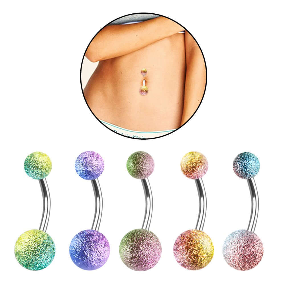 Vibrant Acrylic Frosted Belly Button Rings | WH2266 - Trendy Body Jewelry for Piercings, Perfect for Summer Beach & Festival Outfits
