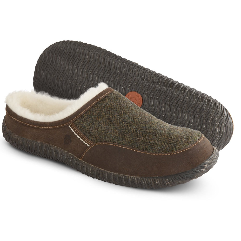 **Men's Comfortable Rambler Mule Slippers with Indoor/Outdoor Sole - Soft & Durable for Home, Office, and Outdoor Use**