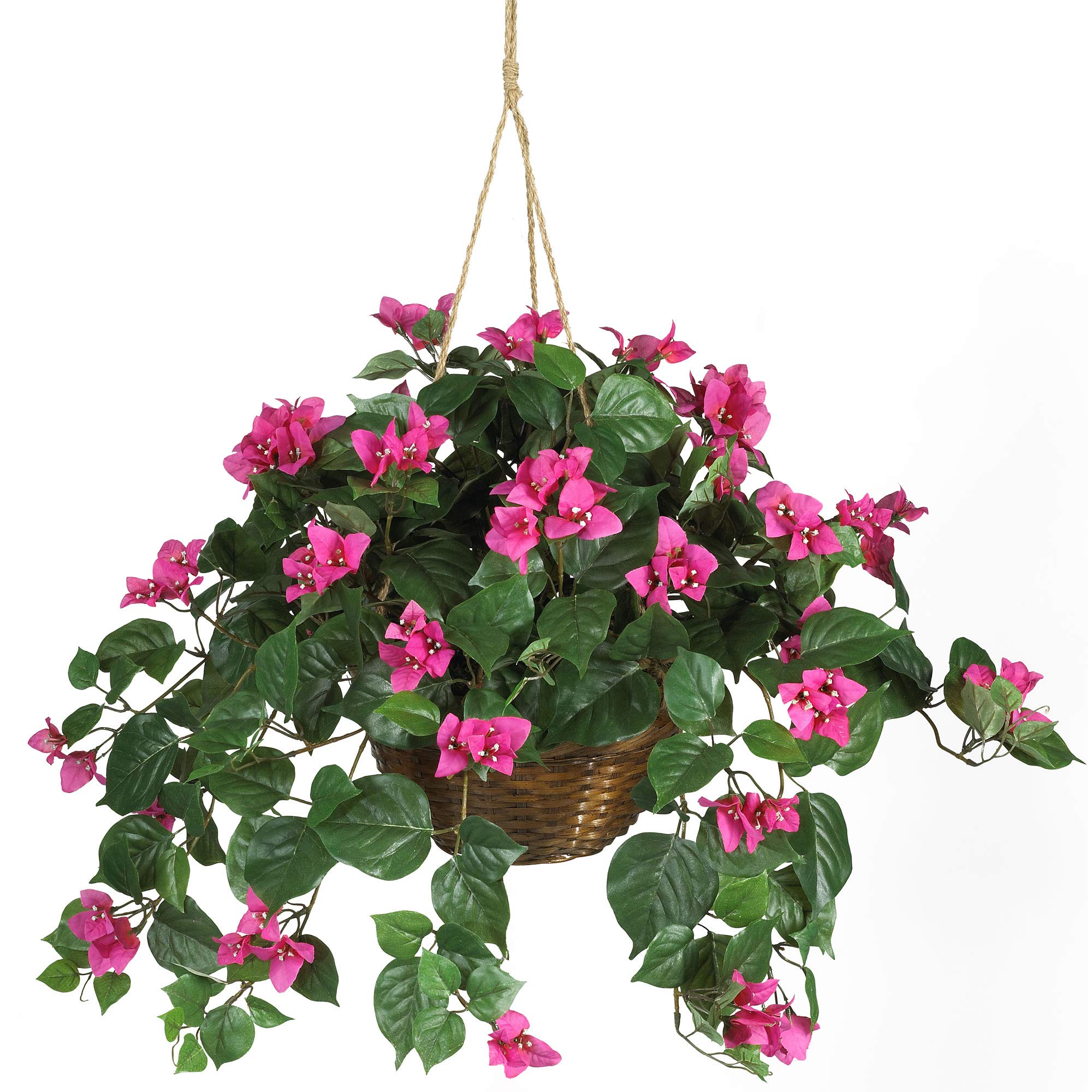 Nearly Natural Bougainvillea & Morning Glory Silk Hanging Basket Plants - Artificial Flowers for Home Decor, Porch, Patio, and Indoor Greenery