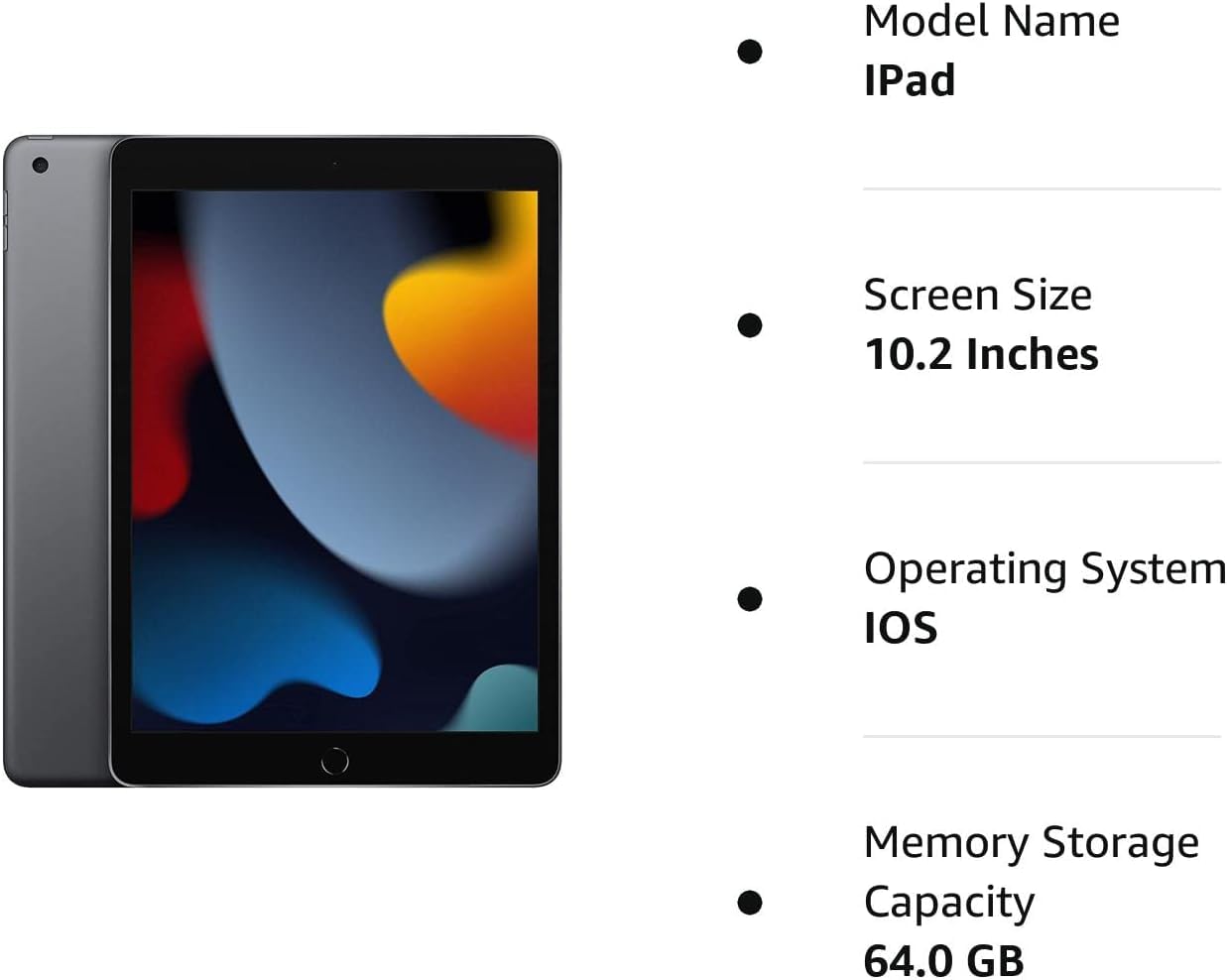 Apple iPad 10.2-inch (2021 Model) Wi-Fi 64GB - Space Gray (Renewed Premium Certified) - Perfect for Online Learning, Remote Work & Entertainment