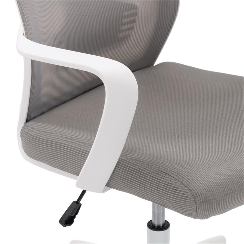 Ergonomic Fabric Mesh Office Chair with Adjustable Height - Gray & White - Perfect for Home Office, Workspace, and Gaming Desks