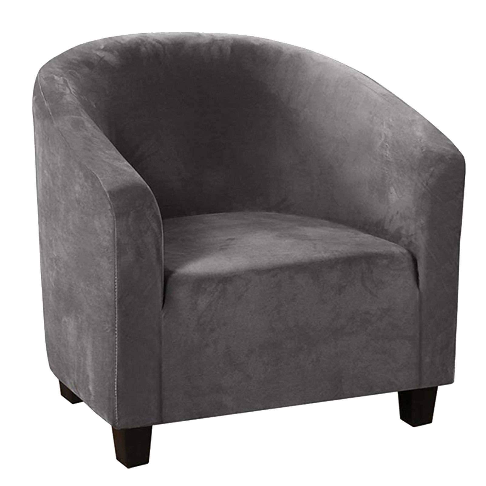 JHLD Stretch Velvet Slipcover for Club Chairs & Sofas - Soft Non-Slip Washable Fabric Cover (1-Piece, Gray) - Perfect for Living Room, Bar, and Lounge Furniture Protection