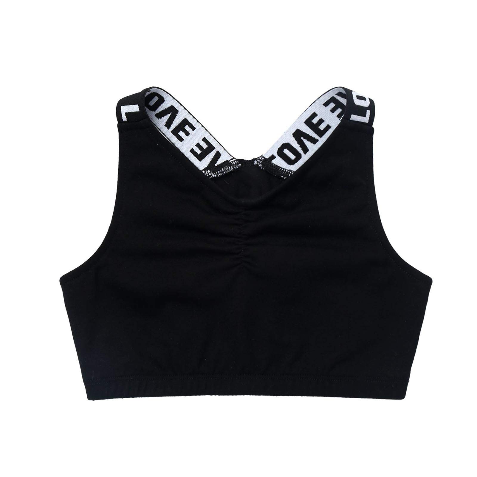 Moily Big Girls Racerback Sports Bra with Removable Pads - 2 Pack Workout Top for Gymnastics, Dance, Yoga & Athletic Activities - Breathable Support for Teens & Tweens
