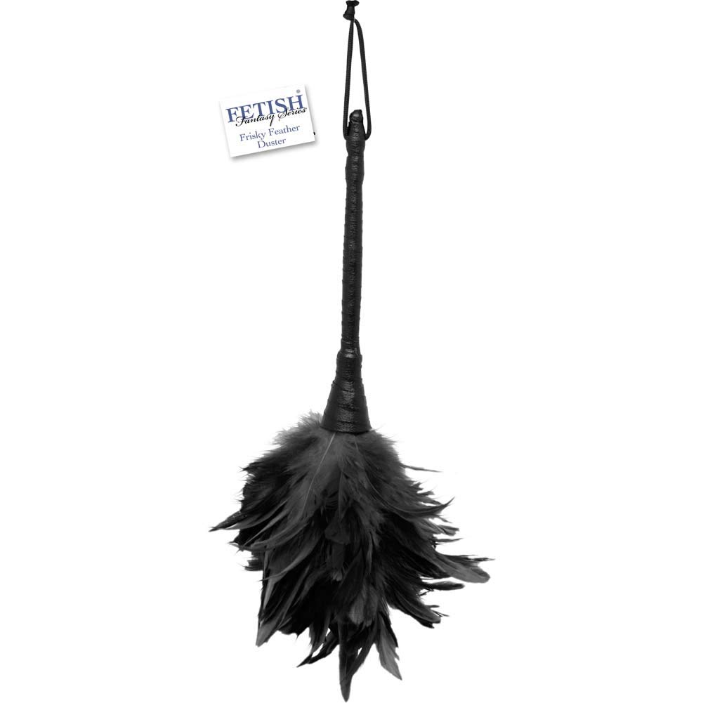 Fetish Fantasy Feather Duster Tickler - Sensual Bondage Toy for Couples Play | Black Satin Teaser for BDSM, Foreplay & Adult Intimacy