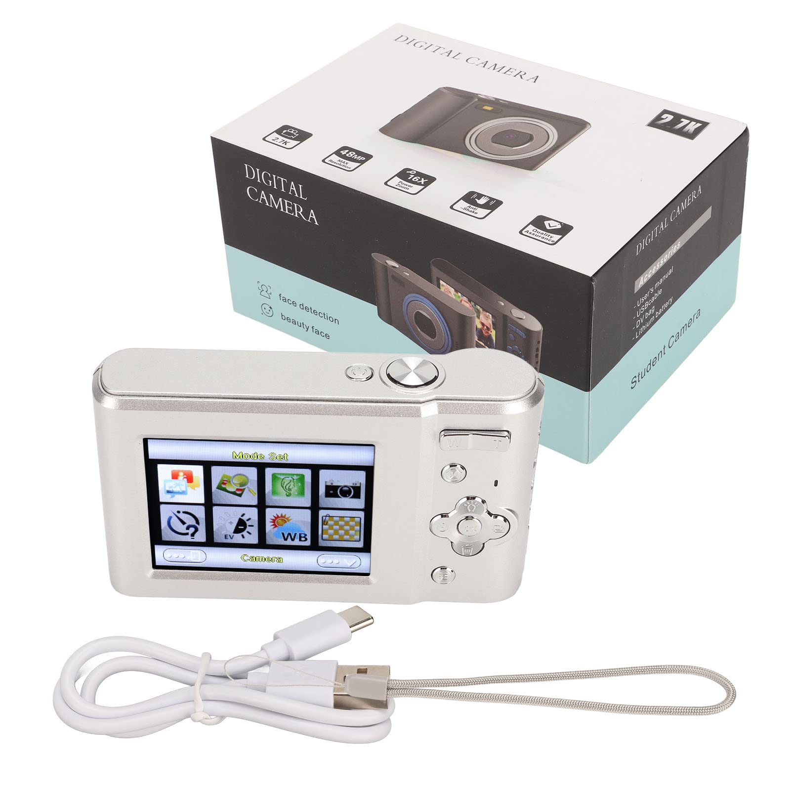 44MP Digital Camera with 8 Filters & 2.7K Video - Portable Vlogging Camera with Flash for Kids & Beginners - Perfect for Travel, YouTube & Family Events